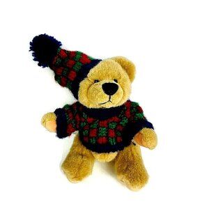 Hugfun beige Teddy Bear Plush Stuffed Animal toy sweater & hat Jointed 2000